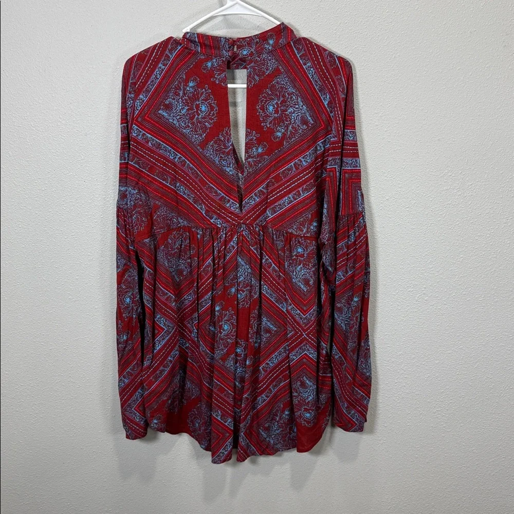 Free People Walking On A Dream Tunic in a red‎ and blue tribal pattern